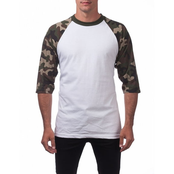 Pro Club Men's 3/4 Sleeve Crew Neck Baseball Shirt