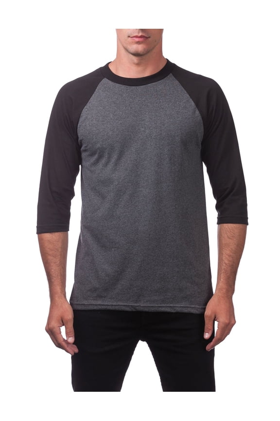 Men's Comfort Baseball Tee Crew Neck T-Shirt - Charcoal/Black - XX-Large