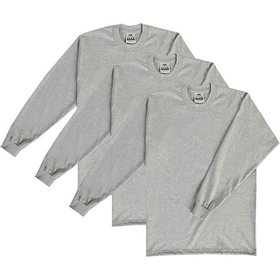 Pro Club Men's 3-Pack Heavyweight Cotton Long Sleeve Crew Neck T-Shirt