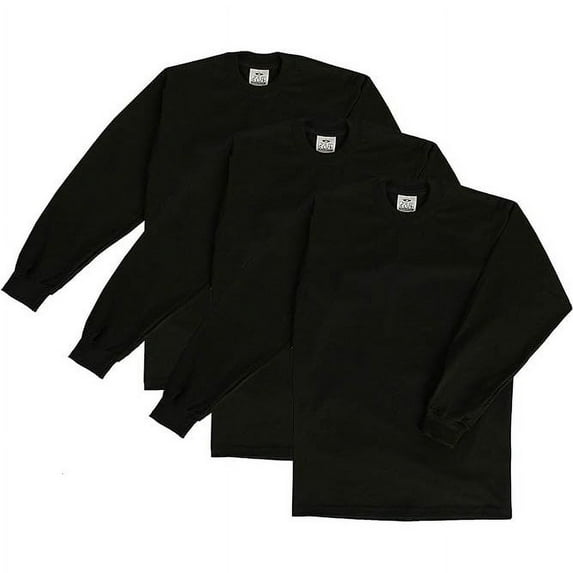 Pro Club Men's 3-Pack Heavyweight Cotton Long Sleeve Crew Neck T-Shirt