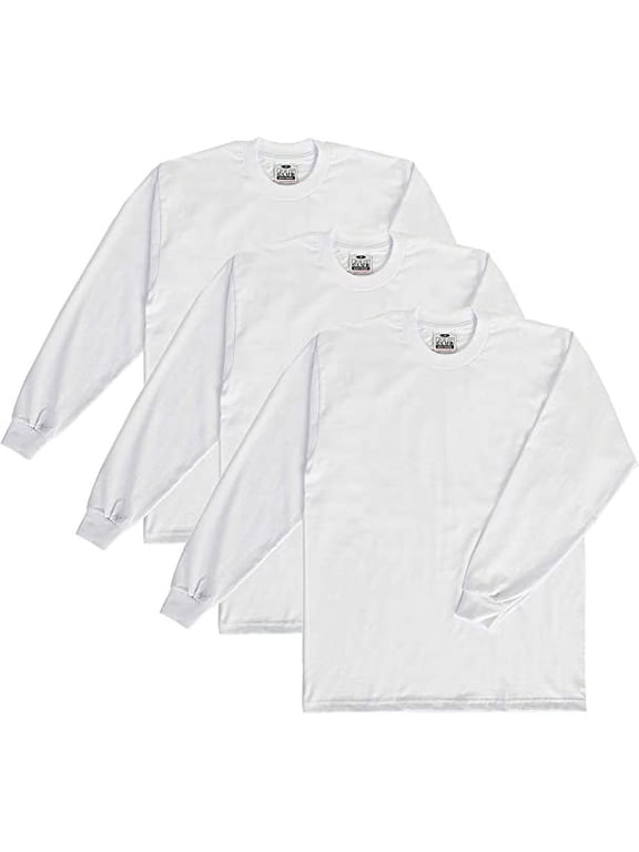 Men's 3-Pack Heavyweight Cotton Long Sleeve Crew Neck T-Shirt