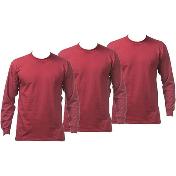 Pro Club Men's 3-Pack Heavyweight Cotton Long Sleeve Crew Neck T-Shirt