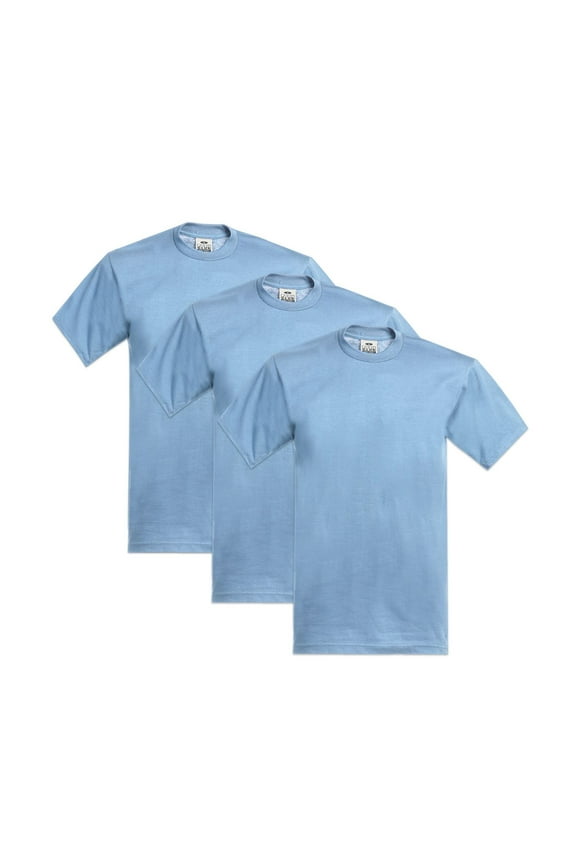 Men's 3-Pack Heavyweight Cotton Short Sleeve Crew Neck T-Shirt, Sky Blue, Small