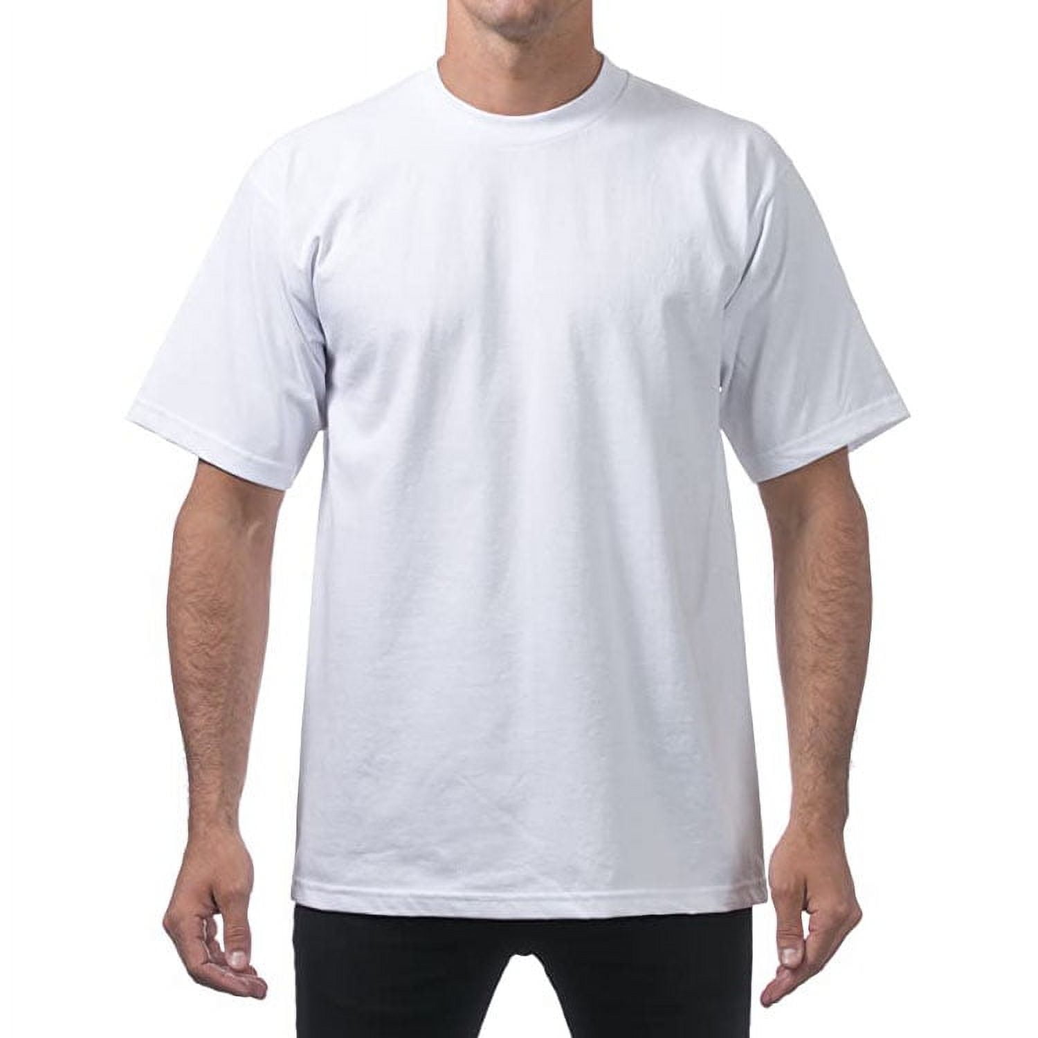 Pro Club Men's Heavyweight Cotton T-Shirt 3-Pack – 5XL White, Pre-Shrunk, Double-Needle Construction
