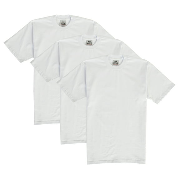 Pro Club Men's 6.5 oz Heavyweight Cotton Short Sleeve T-Shirt (3 Pack), White, X-Large