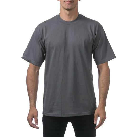 Pro Club Men's 6.5 oz Heavyweight Cotton Short Sleeve T-Shirt, Graphite, Small