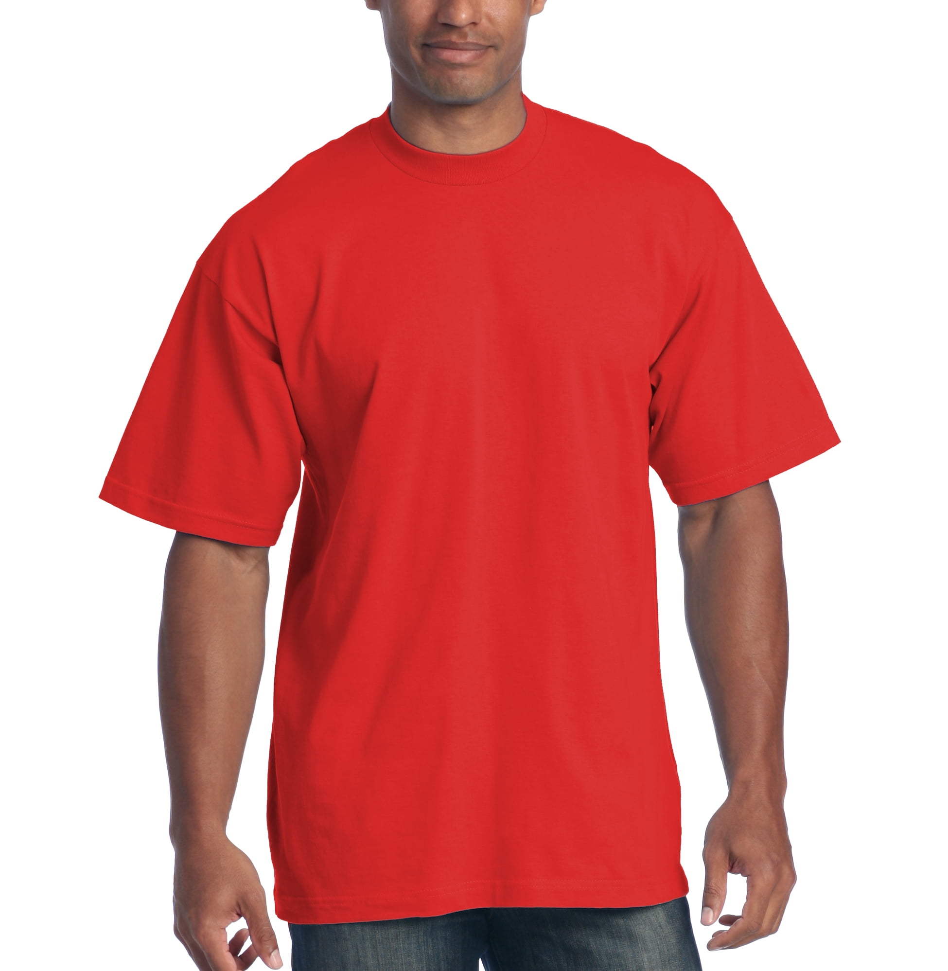 Pro Club Men's 6.5 oz Heavyweight Cotton Short Sleeve T-Shirt, Red