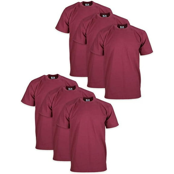 Pro Club Men's 6-Pack Heavyweight Cotton Short Sleeve Crew Neck T-Shirt