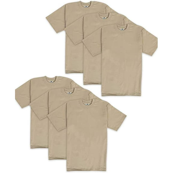 Pro Club Men's 6-Pack Heavyweight Cotton Short Sleeve Crew Neck T-Shirt