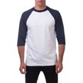 thumbnail image 1 of Pro Club Men's Comfort Baseball Tee Crew Neck T-Shirt - White/Navy - Small, 1 of 4