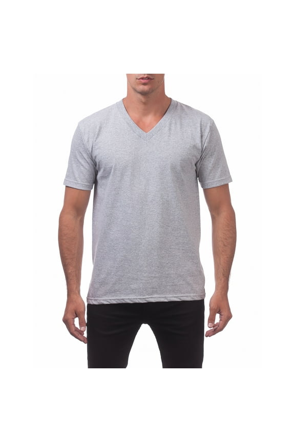 Men's Comfort Cotton Short Sleeve V-Neck Tee T-Shirt - Heather Gray - Medium