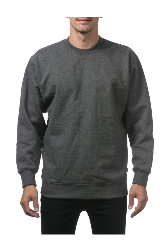 Men's Comfort Crew Neck Fleece Pullover Sweater - Charcoal - Medium