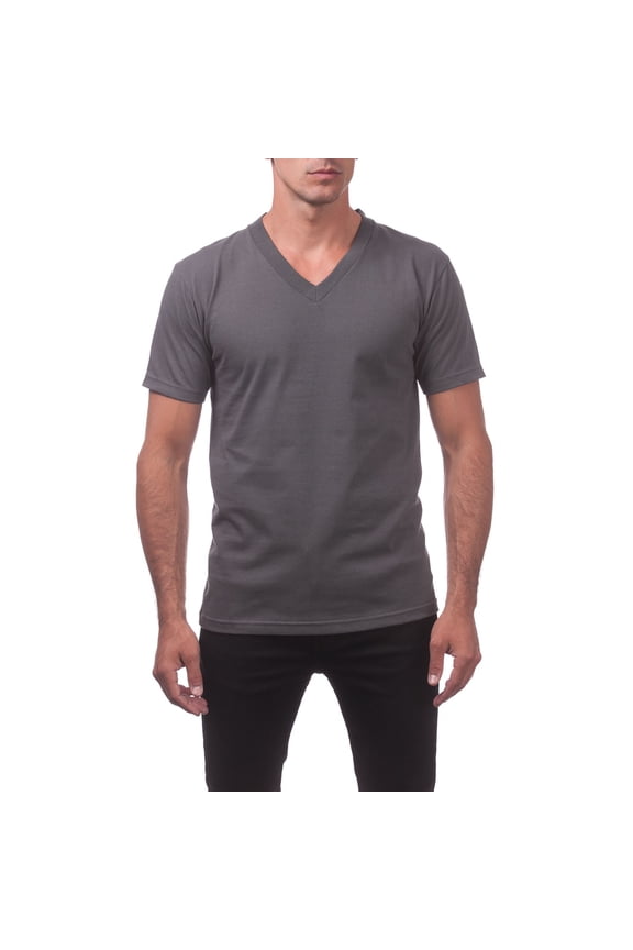 Men's Comfort Cotton Short Sleeve V-Neck Tee T-Shirt - Graphite - Medium