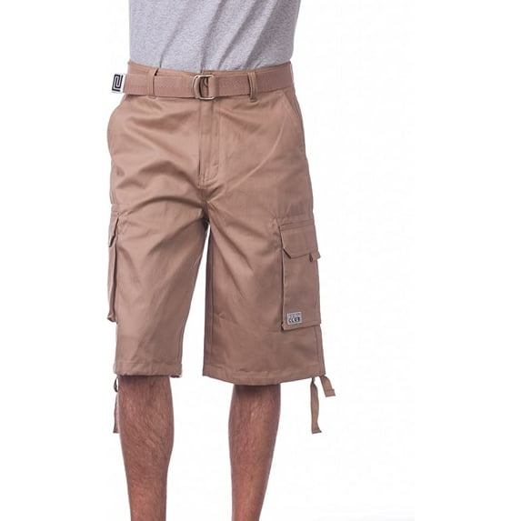 Pro Club Men's Cotton Twill Cargo Shorts with Belt