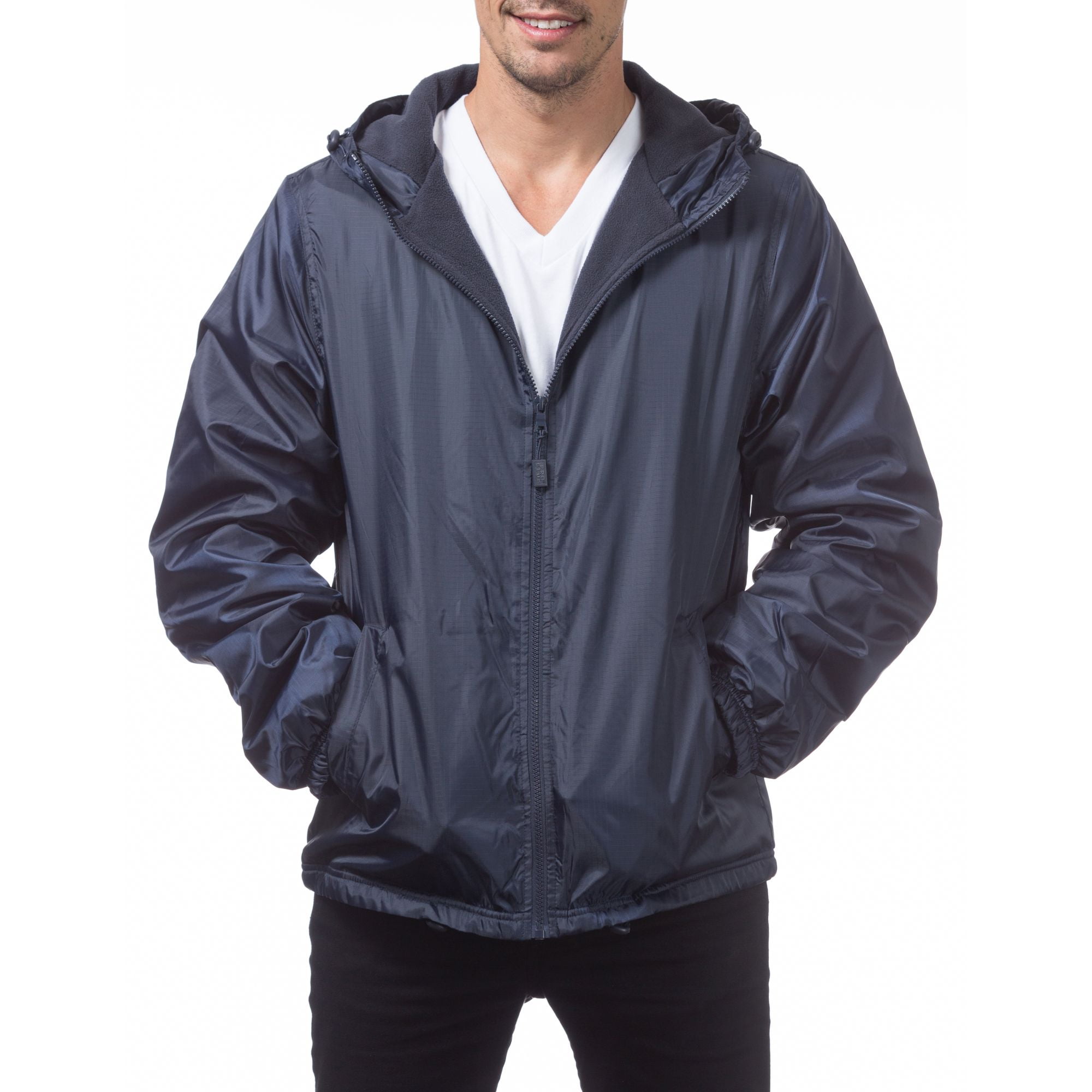 Men Stand Collar Zipper Jacket And Hooded Windbreaker Sport