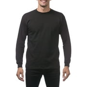 Pro Club Men's Heavyweight Cotton Long Sleeve Crew Neck T-Shirt - Black - Medium