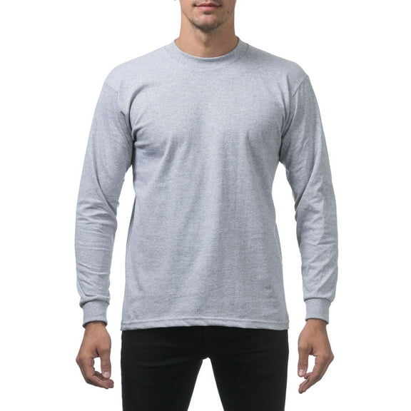 Pro Club Men's Heavyweight Cotton Long Sleeve Crew Neck T-Shirt-HGRY-XL