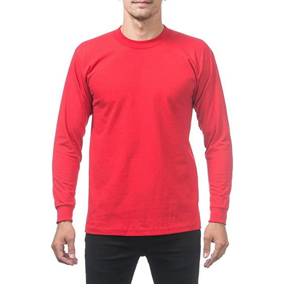 Pro Club Men's Heavyweight Cotton Long Sleeve Crew Neck T-Shirt