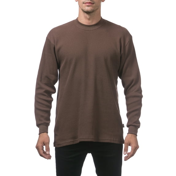Pro Club Men's Heavyweight Cotton Long Sleeve Thermal Shirt - Brown - Extra Large