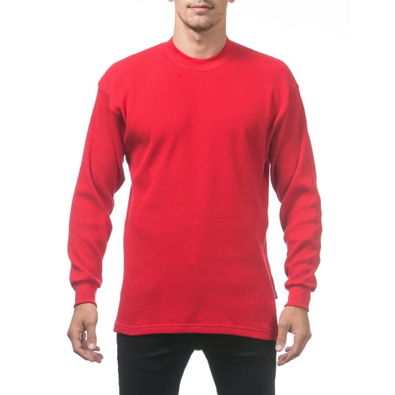 Pro Club Men's Heavyweight Cotton Long Sleeve Thermal Shirt - Red - Large