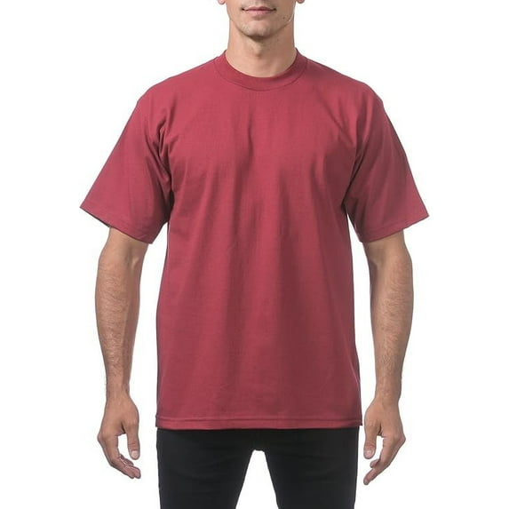 Pro Club Men's Heavyweight Cotton Short Sleeve Crew Neck T-Shirt-BURG-M