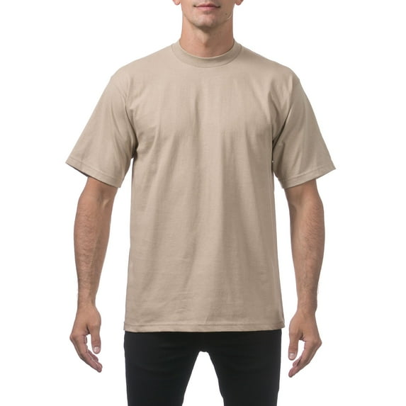 Pro Club Men's Heavyweight Cotton Short Sleeve Crew Neck T-Shirt, Khaki, 2X-Large
