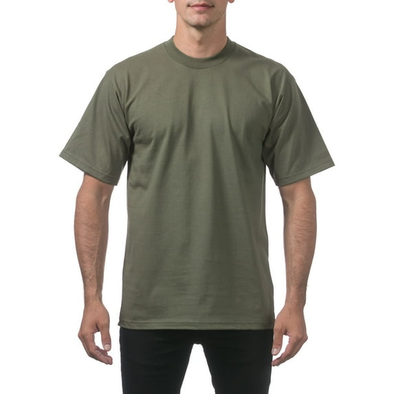 Pro Club Men's Heavyweight Cotton Short Sleeve Crew Neck T-Shirt, Olive, 2X-Large