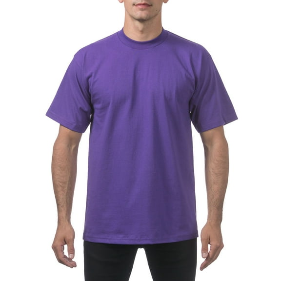 Pro Club Men's Heavyweight Cotton Short Sleeve Crew Neck T-Shirt, Purple, 5X-Large