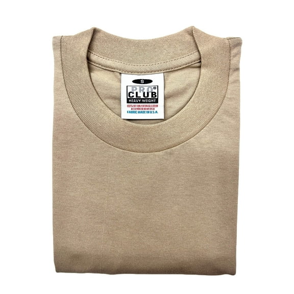 Pro Club Men's Heavyweight Cotton Short Sleeve Crew Neck T-Shirt, Khaki, XL-Tall