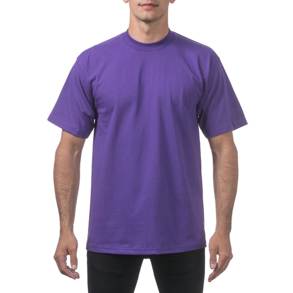 Pro Club Men's Heavyweight Cotton Short Sleeve Crew Neck T-Shirt, Purple, 3X-Large