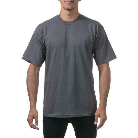 Pro Club Men's Heavyweight Cotton Short Sleeve Crew Neck T-Shirt, Graphite, 4X-Large