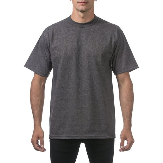 Pro Club Men's Heavyweight Cotton Short Sleeve Crew Neck T-Shirt, Charcoal, 5XL-Tall