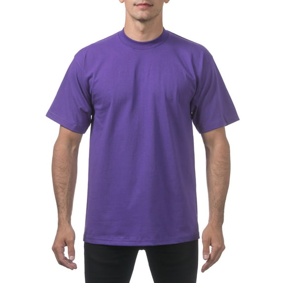 Pro Club Men's Heavyweight Cotton Short Sleeve Crew Neck T-Shirt, Purple, XL-Tall