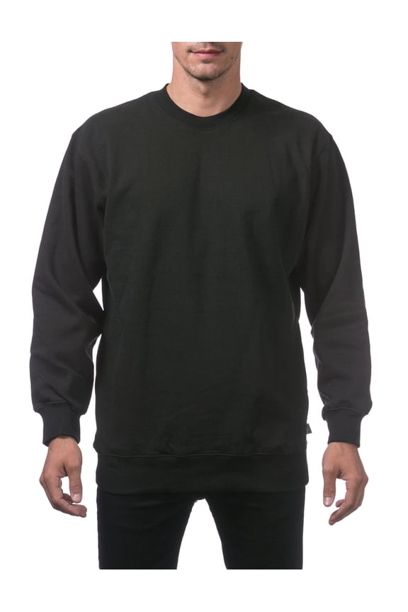 Men's Heavyweight Crew Neck Fleece Pullover Sweater - Black - Medium