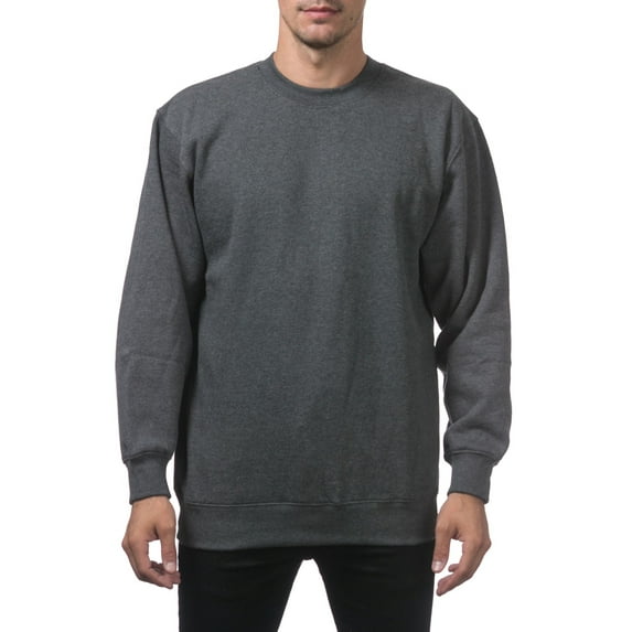 Pro Club Men's Heavyweight Crew Neck Fleece Pullover Sweater - Charcoal - Small