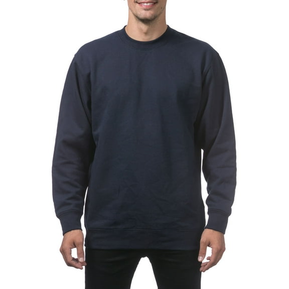 Pro Club Men's Heavyweight Crew Neck Fleece Pullover Sweater - Navy Blue - Medium