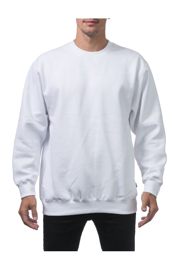 Men's Heavyweight Crew Neck Fleece Pullover Sweater - White - Large