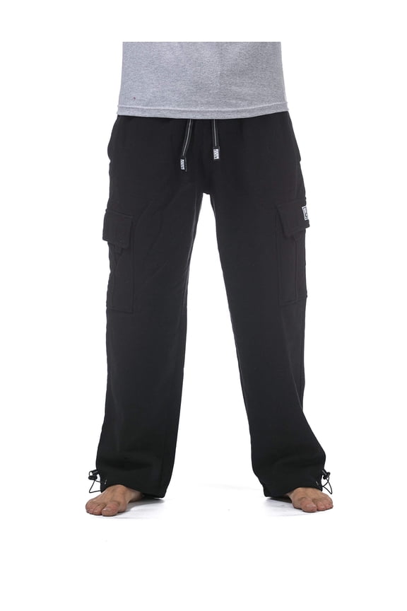 Men's Heavyweight Fleece Cargo Pants, 4X-Large, Black