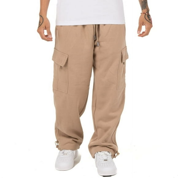 Pro Club Men's Heavyweight Fleece Cargo Pants Khaki