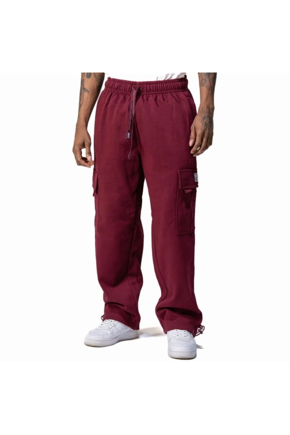 Men's Heavyweight Fleece Cargo Pants Maroon