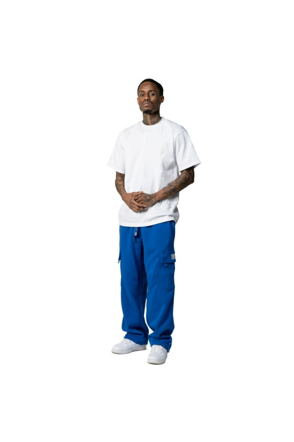 Men's Heavyweight Fleece Cargo Pants, Royal Blue, X-Small