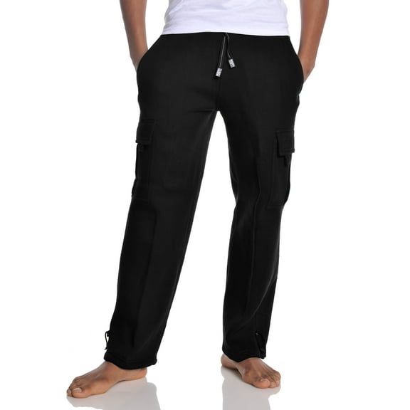 Pro Club Men's Heavyweight Fleece Cargo Sweatpant, Black, Large