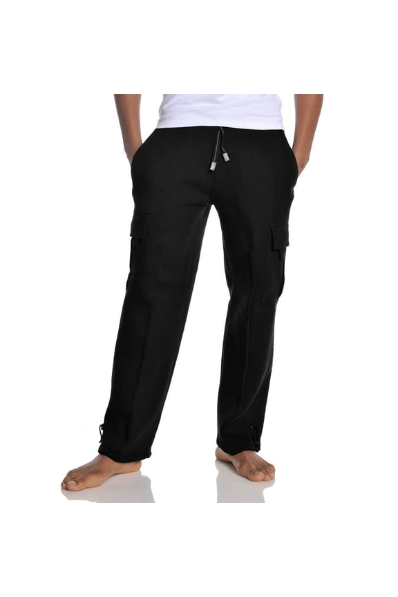 Men's Heavyweight Fleece Cargo Sweatpant, Black, Large