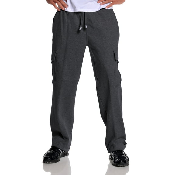 Pro Club Men's Heavyweight Fleece Cargo Sweatpant, Charcoal, Medium