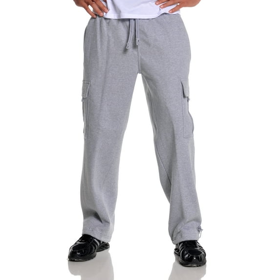 Pro Club Men's Heavyweight Fleece Cargo Sweatpant, Heather Gray, 4X-Large