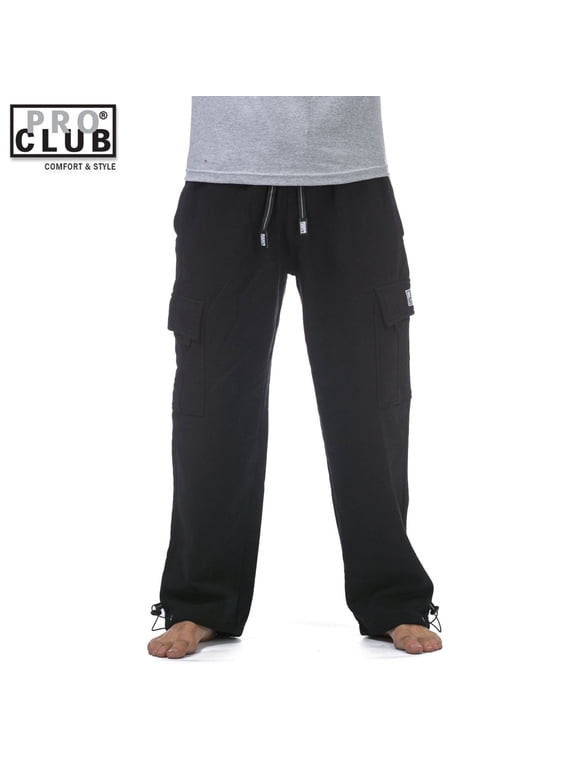 Men's Heavyweight Fleece Cargo Sweatpants Black