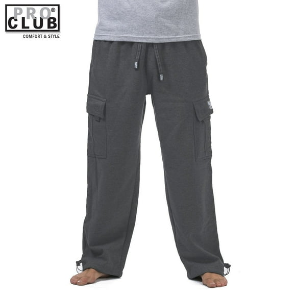 Pro Club Men's Heavyweight Fleece Cargo Sweatpants Charcoal(Dark Gray)-L
