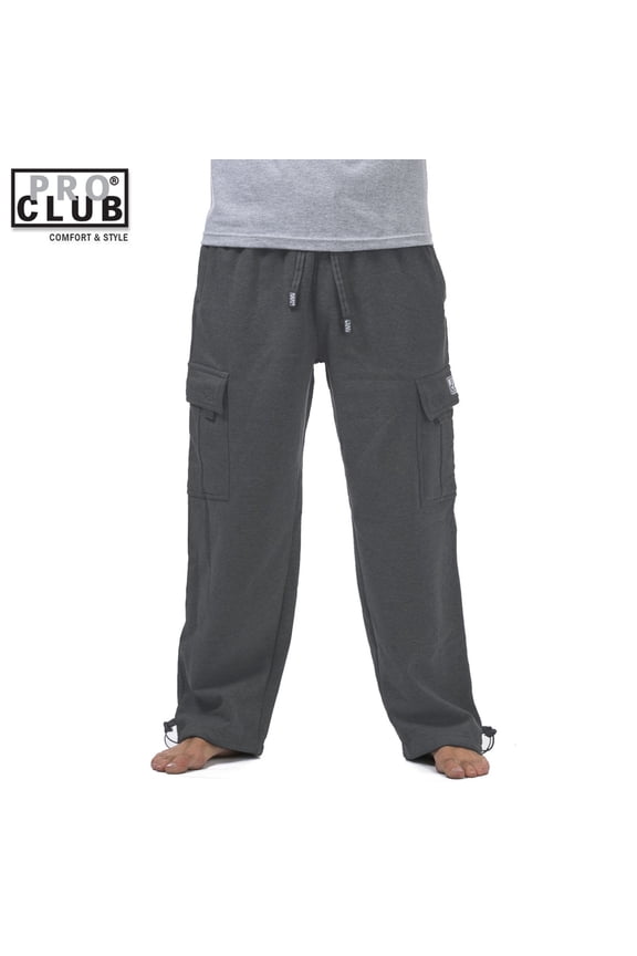 Men's Heavyweight Fleece Cargo Sweatpants Charcoal(Dark Gray)-L