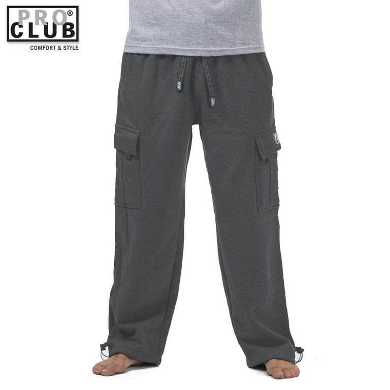 Pro Club Men's Heavyweight Fleece Cargo Sweatpants Charcoal(Dark Gray)-XL