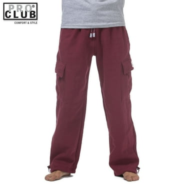 Pro Club Men's Heavyweight Fleece Cargo Sweatpants Maroon(Burgundy)-S